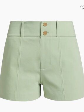 Alice + Olivia Sage Green High-Waist Tailored Shorts